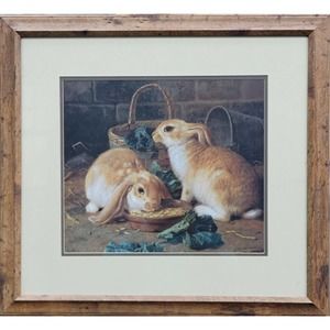 Alfred Richardson Barber"Bunnies Meal" Framed Print 22"H x 24"W Paragon Gallery